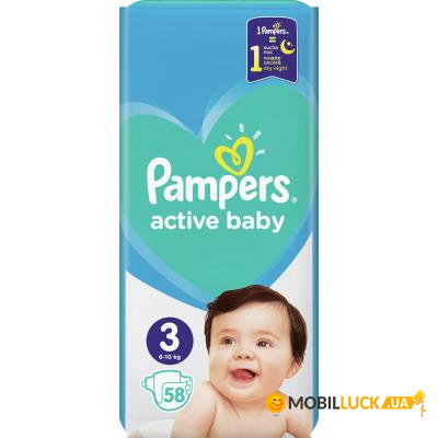  Pampers Active Baby Midi  3 (6-10 ), 58 . (8001090949707)