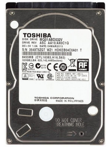   Toshiba SATA 320GB 5400rpm 8MB Refurbished (MQ01ABD032V)
