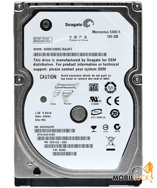   Seagate Momentus 5400.6 160GB 5400rpm 8MB ST9160314AS 2.5 SATA II Refurbished