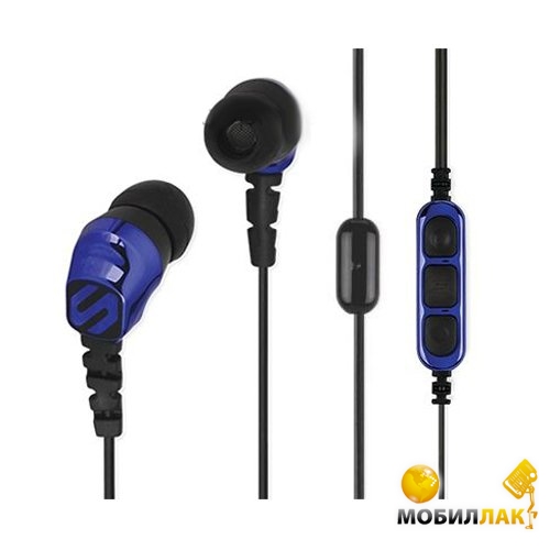  Scosche Noice Isolation EarBuds with tapLine II control technology Black/Blue