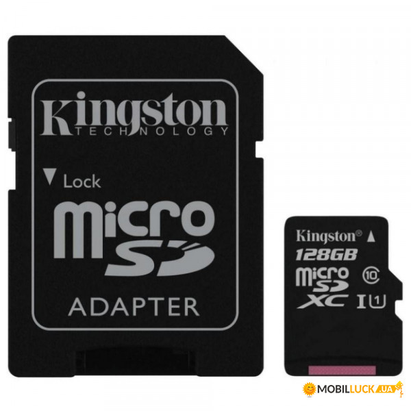   Kingston 128 GB microSDXC Class 10 UHS-I Canvas Select + SD Adapter (SDCS/128GB)