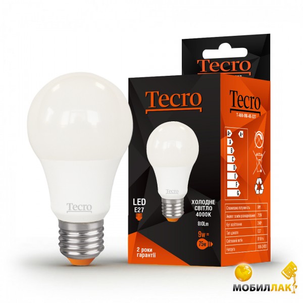 LED  Tecro T-A60-9W-4K-E27 9W E27