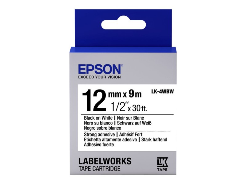  Epson LK4WBW Strng adh Blk/ Wht 12/ 9 (C53S654016)