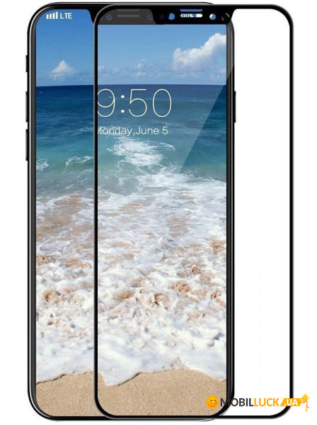   Mocoll 3D Full Cover 0.3mm Black Diamond Tempered Glass Apple iPhone X Black