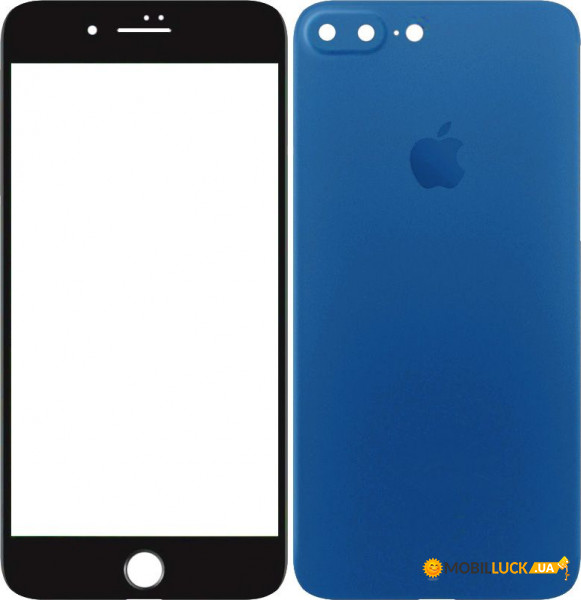   Toto 2,5D Full cover Tempered Glass front and back for iPhone 7 Plus Blue