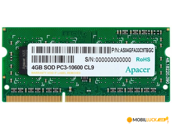     Apacer DDR3 4Gb 1333Mhz (DS.04G2J.K9M)