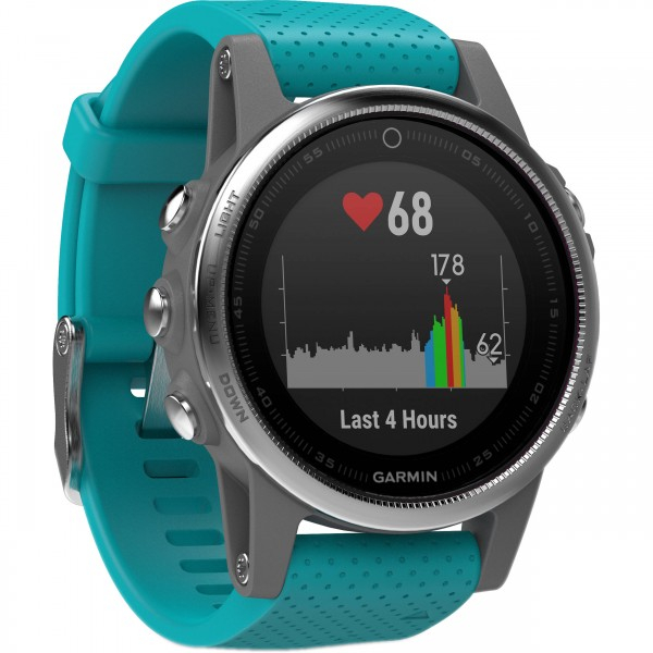 - Garmin Fenix 5S Silver with Turquoise Band (010-01685-01)