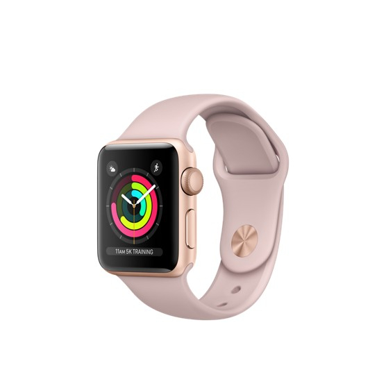 - Apple Watch Series 3 38mm GPS Gold Aluminum Case with Pink Sand Sport Band (MQKW2)