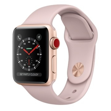 - Apple Watch Series 3 GPS + Cellular 38mm Gold Aluminum Pink Sand Sport Loop (MQJU2)