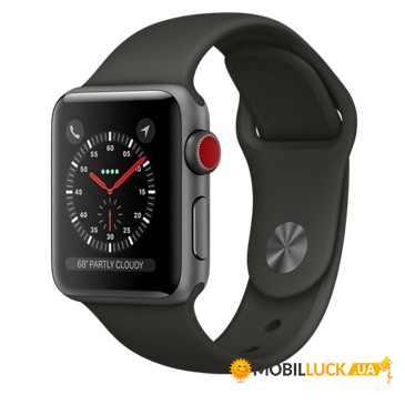 - Apple Watch Series 3 GPS + Cellular 38mm Space Gray Aluminum w. Gray Sport B. (MR2W2)