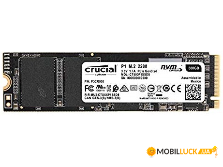   SSD M.2 Micron 500GB P1 NVMe PCle 3.0 4x2280 3D QLC (CT500P1SSD8)