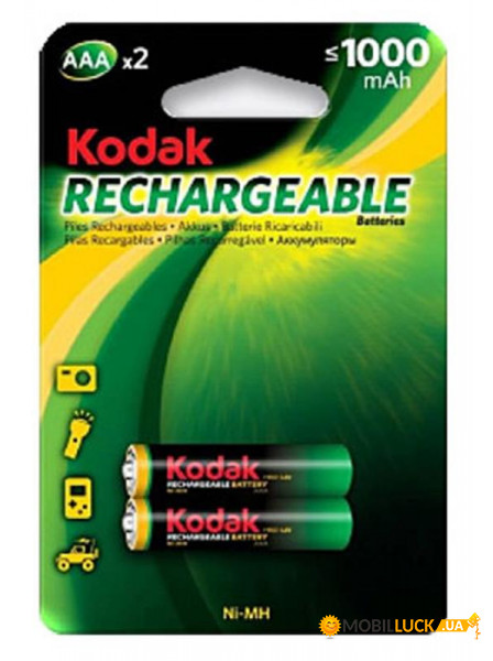  Kodak Rechargeable AAA/HR03 NiMh 1000 mAh BL 2