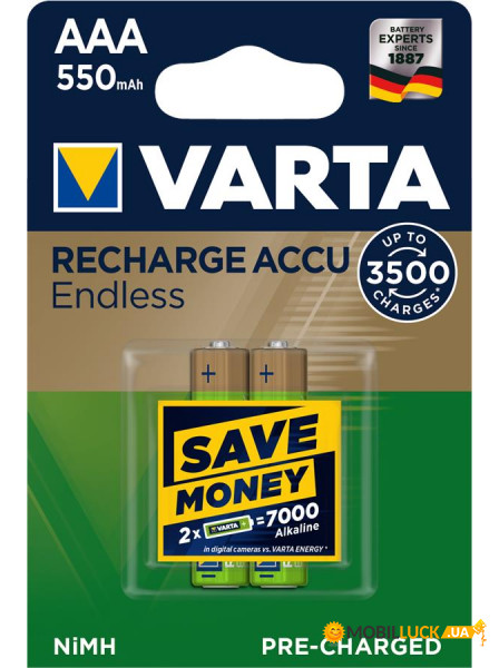  Varta Rechargeable Accu Endless AAA/HR03 NI-MH 550 mAh BL 2