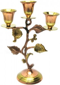     3  Candle Stand 3C Leaf Copper 19,5137  (26939)