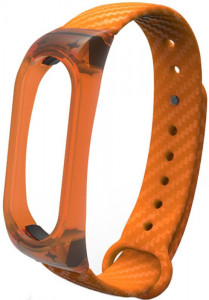  Uwatch Silicon Carbon Fiber Crystal PC Frame Replacement Wrist Band For Mi Band 2 Orange