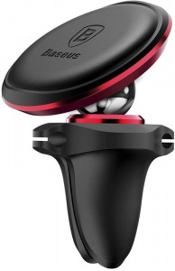   Baseus Magnetic Air Vent Car Mount Holder with cable clip Red