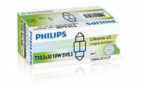 Philips 12860LLECOCP Festoon T10,5X30 LongLife EcoVision 12V 10W SV8,5 3