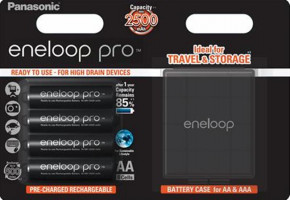  Panasonic EneloopPro AA/HR06 NI-MH 2500 mAh BL 2  + case