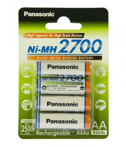  Panasonic High Capacity AA/HR06 NI-MH 2700 mAh BL 4 