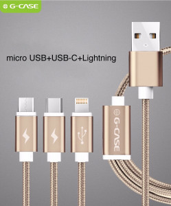 G-Case 3in1 Micro USB + Lightning + USB-C Data/Charger 1,2   3