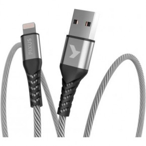    USB Pixus 2.0 AM to Lightning 1.0m MFI Flex Gray (4897058530971) (0)