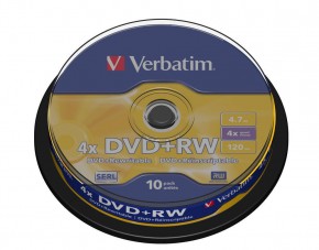  Verbatim DVD+RW 4,7GB 4x Cake Box 10 (43488)
