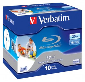   Verbatim BD-R SL 25GB 6x Printable 10 Pack Jewel Case (43713) (0)