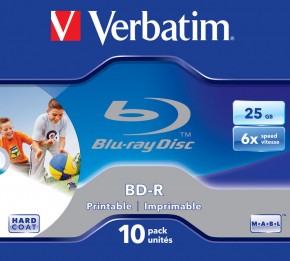   Verbatim BD-R SL 25GB 6x Printable 10 Pack Jewel Case (43713) (1)