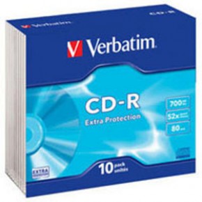  Verbatim CD-R 700MB 52x Slim Case 10 (Extra Protection) (43415)