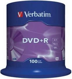  Verbatim DVD+R 4.7GB 16x Spindle Packaging 100 (43551)