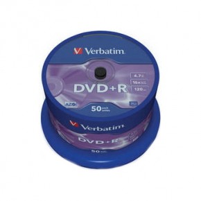  Verbatim DVD+R 4,7GB 16x Spindle Packaging 50 (43550)