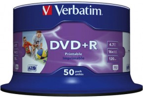  Verbatim DVD+R Printable 4,7GB 16x Spindle Packaging 50 (43512) (1)