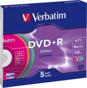  Acme DVD+R, 5 pk Colour Slim Case 16x, 4.7GB (43556)
