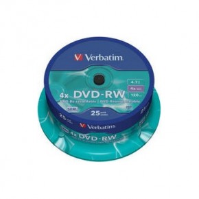   Verbatim DVD-RW 4,7GB 4x Spindle Packaging 25 (43639) (0)