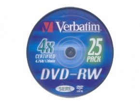  Verbatim DVD-RW 4,7Gb 4x Cake 25  Silver (43639) 3
