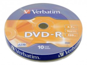  Verbatim DVD-R 4,7GB 16x Spindle Packaging 10 (43729)