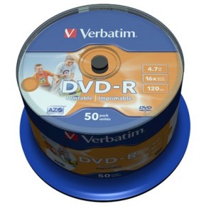  DVD-R Verbatim 4.7 GB/120 min 16x 50 . (43533) Printable