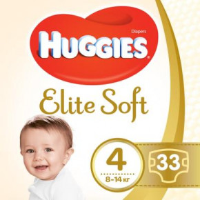   Huggies Elite Soft 4 8-14 Jumbo 33 (5029053547787) (0)