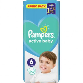   Pampers Active Baby Extra Large  6 (13-18 ), 52 . (8001090948533) (0)