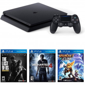   Sony PS4 Slim 1 TB Black +Uncharted4+Ratchet&Clank+The Last of Us