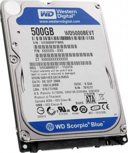   Western Digital 2.5 SATA 500GB Scorpio Blue 5400rpm 8MB (WD5000BEVT) Refurbished