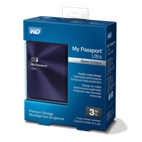   Western Digital My Passport Ultra Metal 2.5 USB 3.0 3TB External Blue (WDBEZW0030BBA-EESN) 5