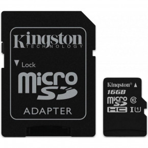   Kingston 16 GB microSDHC Class 10 UHS-I Canvas Select + SD Adapter (SDCS/16GB)