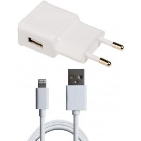   Grand-X 1xUSB 1A White + cable USB Lightning Cu 2.1 1m (CH765LTW)