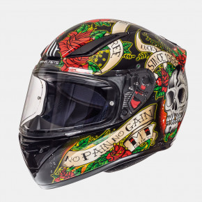  MT Helmets REVENGE Skull and Roses Gloss black-red L 5