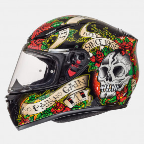  MT Helmets REVENGE Skull and Roses Gloss black-red XXL