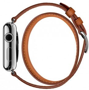 - Apple Watch Hermes Double Tour 38mm Stainless Steel Case with Fauve Barenia Leather Band (MLC02) 3