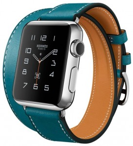 - Apple Watch Hermes Double Tour 38mm Stainless Steel Case with Bleu Jean Leather Band (MLC12)
