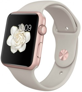 - Apple Watch Sport 42mm Rose Gold Aluminum Case with Stone Sport Band (MLC62)