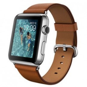 - Apple Watch 42mm Stainless Steel Case with Saddle Brown Classic Buckle (MLC92)